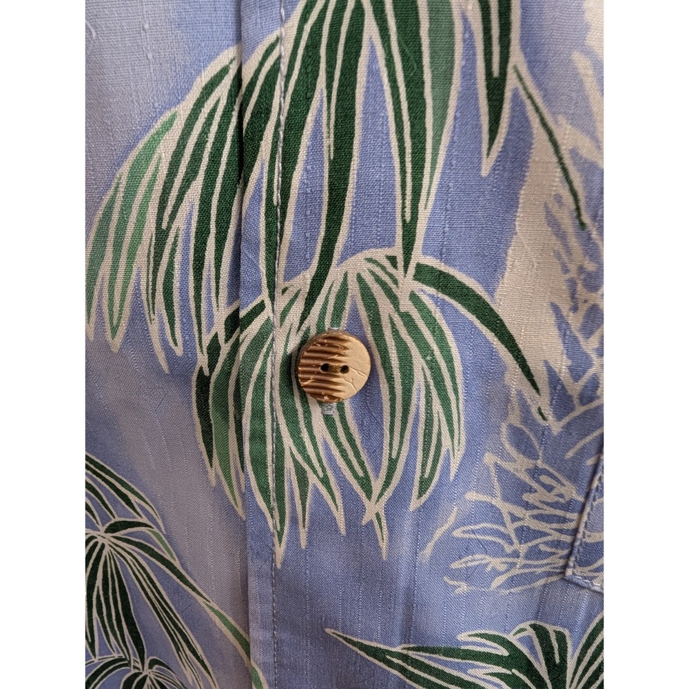 Tommy Bahama Hawaiian Shirt Mens Blue Silk Blend Palm Tree Original Fit - Size M - Picture 3 of 6